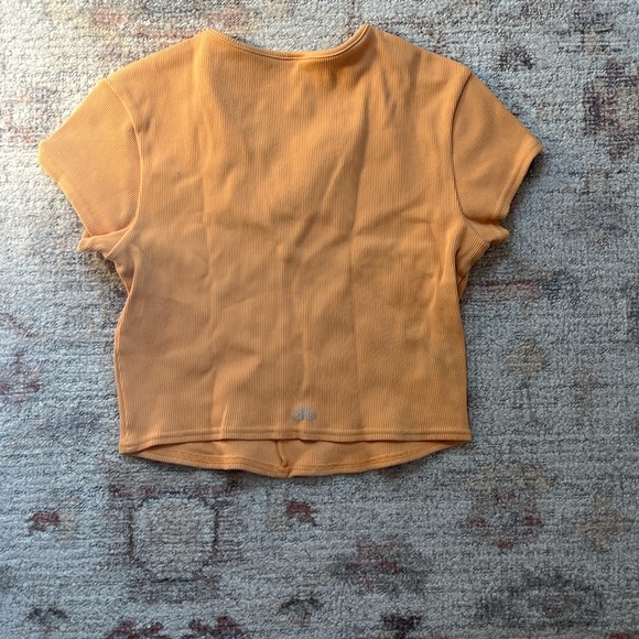 ALO Yoga Savvy Short Sleeve Rib Crop Top Size Small - Picture 3 of 5